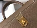 Replica Hermes Kelly Bag Hermes 19CM Epsom Shoulder Mini Bag Dark gray 20461 - Image 5