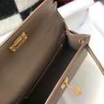 Replica Hermes Kelly Bag Hermes 19CM Epsom Shoulder Mini Bag Dark gray 20461 - Image 8