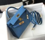 Replica Hermes Kelly Bag Hermes 19CM Epsom Shoulder Mini Bag Blue 20476 - Image 2