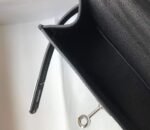 Replica Hermes Kelly Bag Hermes 19CM Epsom Shoulder Mini Bag Black Silver buckle 20456 - Image 7