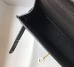 Replica Hermes Kelly Bag Hermes 19CM Epsom Shoulder Mini Bag Black Gold buckle 20455 - Image 7