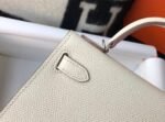 Replica Hermes Kelly Bag Hermes 19CM Epsom Shoulder Mini Bag Beige Silver buckle 20457 - Image 6