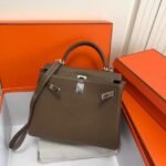 Replica Hermes Kelly Danse 20317 Designer Tote Shoulder Strap Bag Dark Gray35675 - Image 6