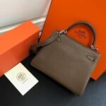 Replica Hermes Kelly Danse 20317 Designer Tote Shoulder Strap Bag Dark Gray35675 - Image 9