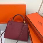 Replica Hermes Kelly Danse 20314 Designer Tote Shoulder Strap Bag Wine Red35591