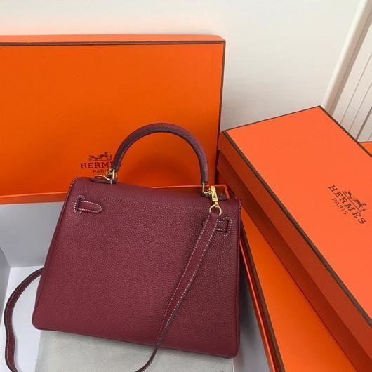 Our Factory offer best Designer HIGH quality replica handbags in cheaper price! Up to 70% discount now. Quality Guarantee! Fast Shipping Worldwide Replica Hermes Kelly Danse 20314 Designer Tote Shoulder Strap Bag Wine Red35591 - Image 1