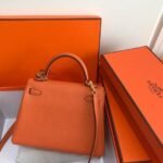 Replica Hermes Kelly Danse 20313 Designer Tote Shoulder Strap Bag Orange35549 - Image 3