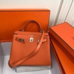 Replica Hermes Kelly Danse 20313 Designer Tote Shoulder Strap Bag Orange35549 - Image 6