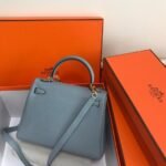 Replica Hermes Kelly Danse 20309 Designer Tote Shoulder Strap Bag Lake Blue35403 - Image 3
