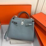Replica Hermes Kelly Danse 20309 Designer Tote Shoulder Strap Bag Lake Blue35403 - Image 6