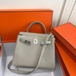 Replica Hermes Kelly Danse 20308 Designer Tote Shoulder Strap Bag Gray35355 - Image 6